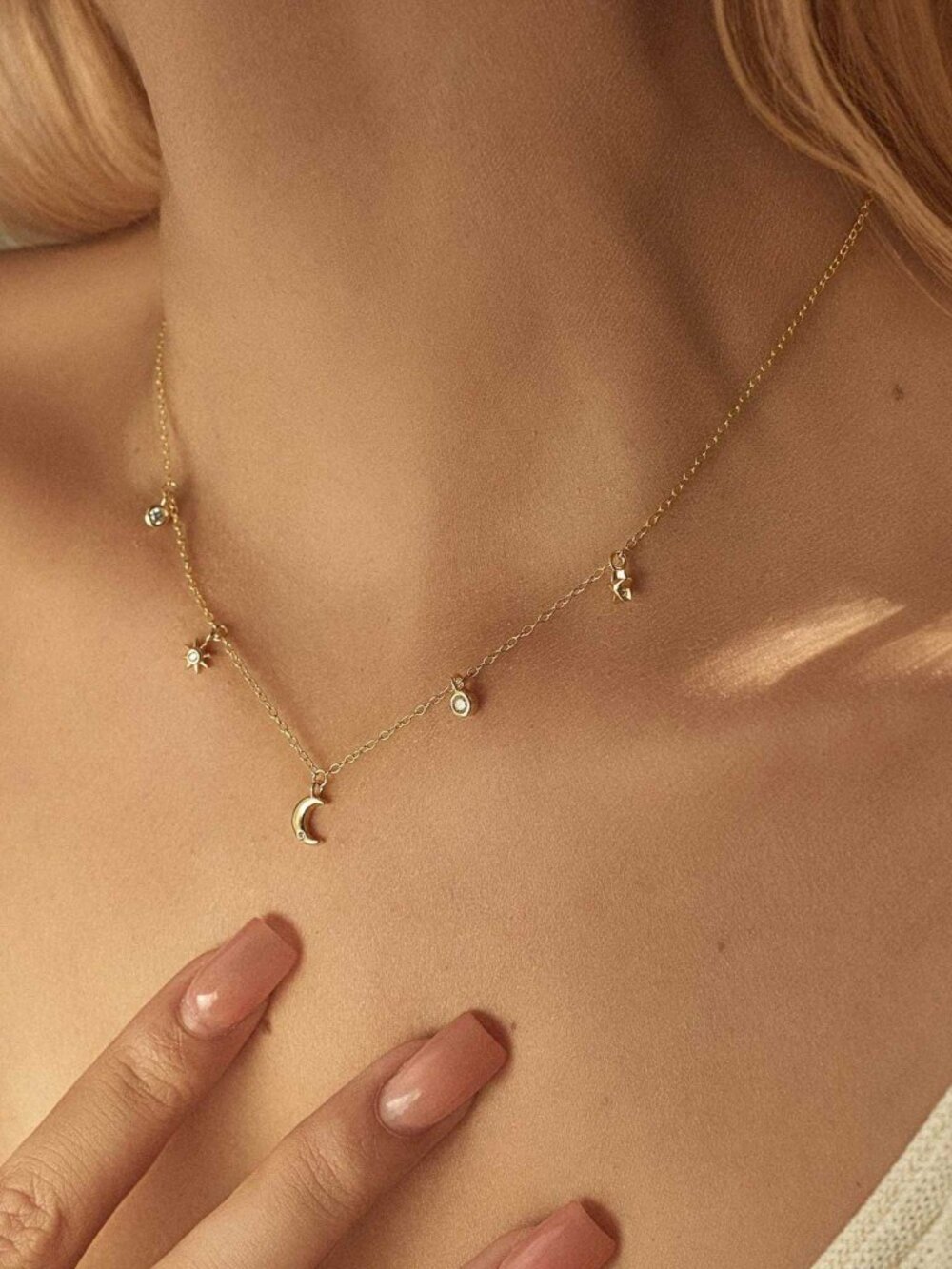 Museori 14k Gold Plated Moon Star Necklace Celestial Layering - Picture 5 of 5